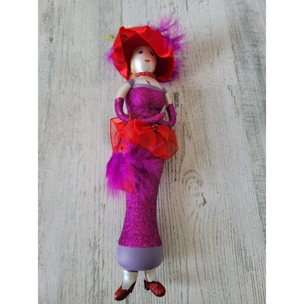 De carlini elegant shopper lady Italian glass vintage ornament‎ purple